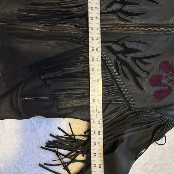 Highway One Leather Fringe Jacket M Retro Western Festival Biker - Picture 13 of 16